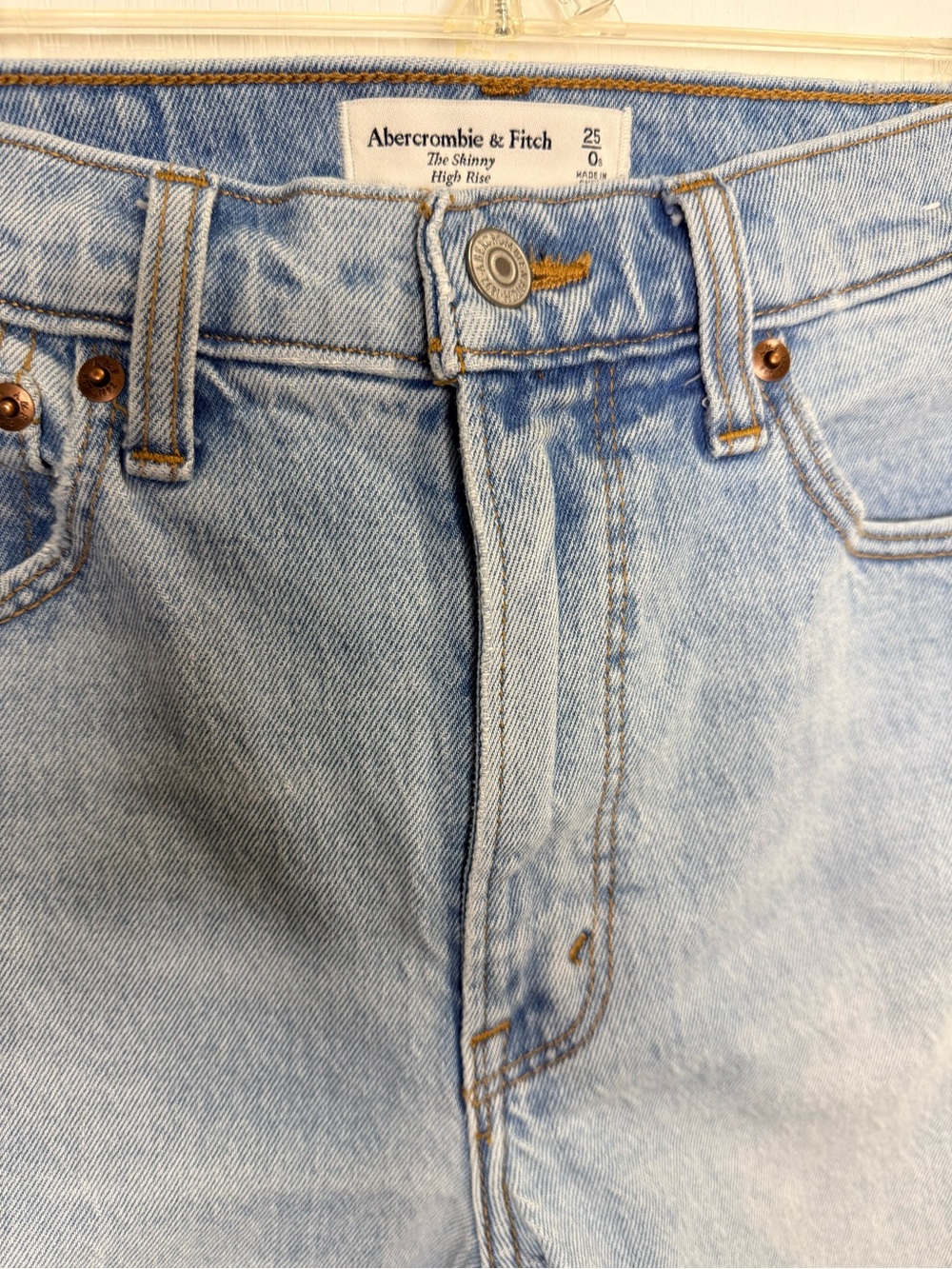 Abercrombie & Fitch Women's Pale Blue High-Rise Skinny Jeans- size 25 - Picture 4 of 10